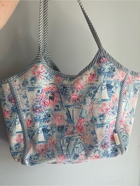 Lilly Pulitzer Blue & Pink  fourth of July Sailboat Canvas Tote